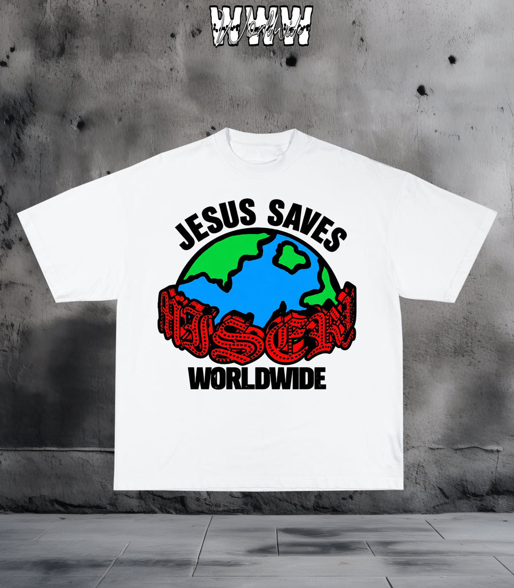 "Jesus Saves Worldwide"  Oversized Graphic Tee