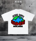 "Jesus Saves Worldwide"  Oversized Graphic Tee